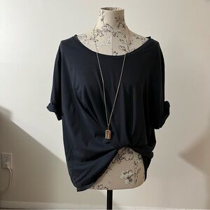 Lands' End Black 100% Cotton T-Shirt Size 2X